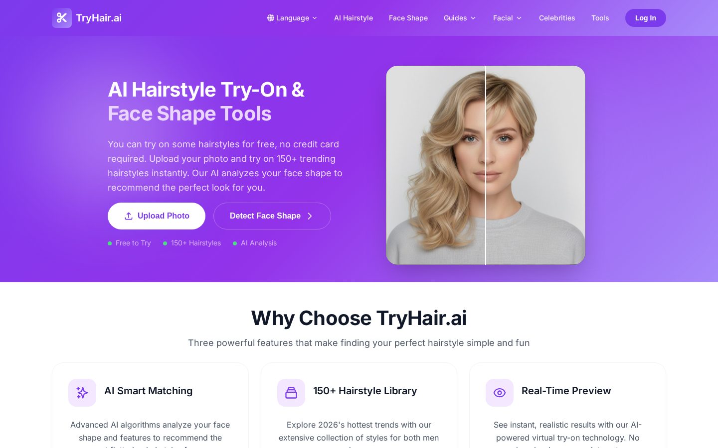 TryHair.ai Homepage