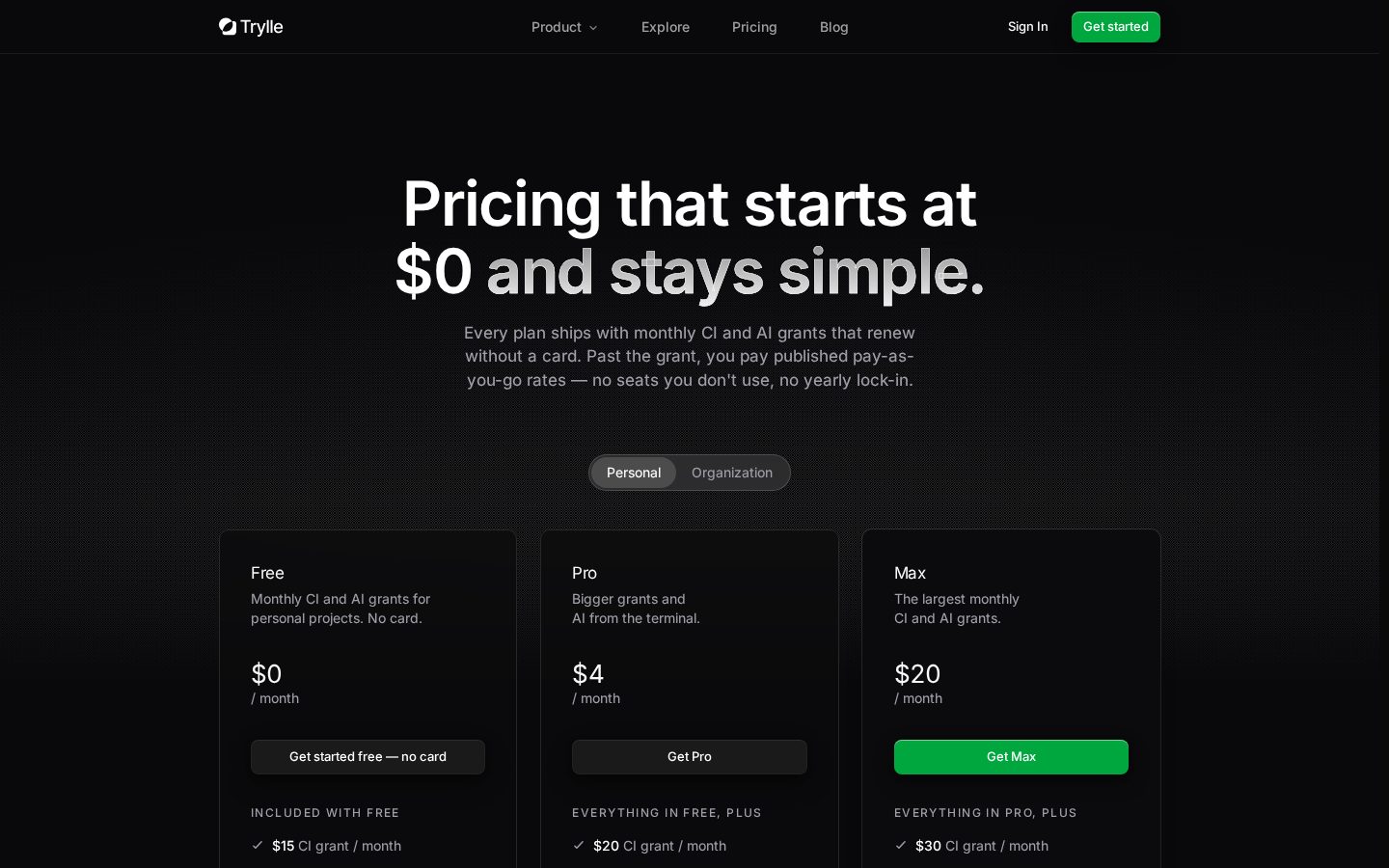Trylle Pricing