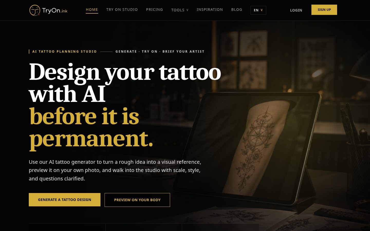 TryOn.ink Homepage