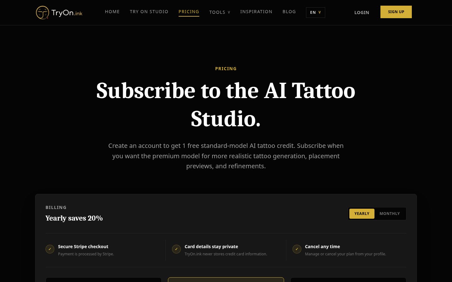 TryOn.ink Pricing