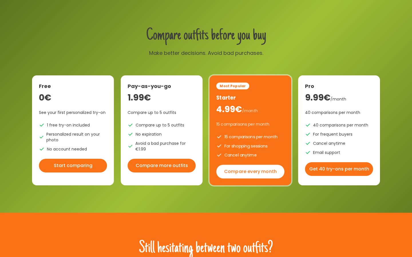 TryThemOn.Me Pricing