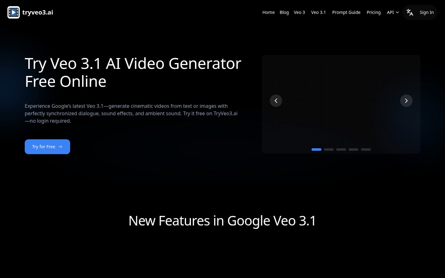 TryVeo3 AI Homepage
