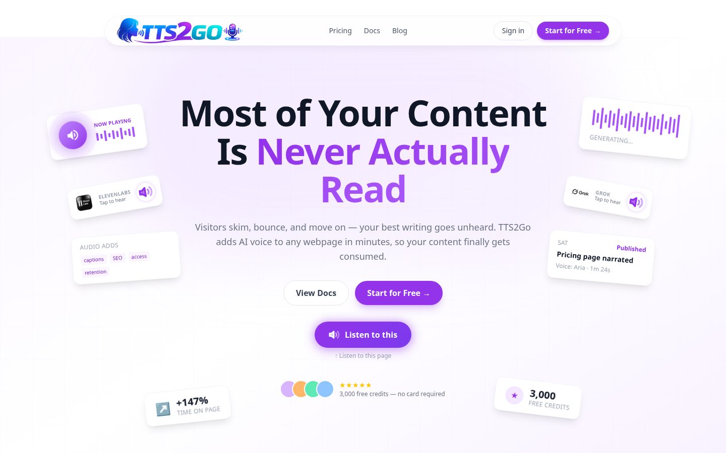 TTS2Go Homepage