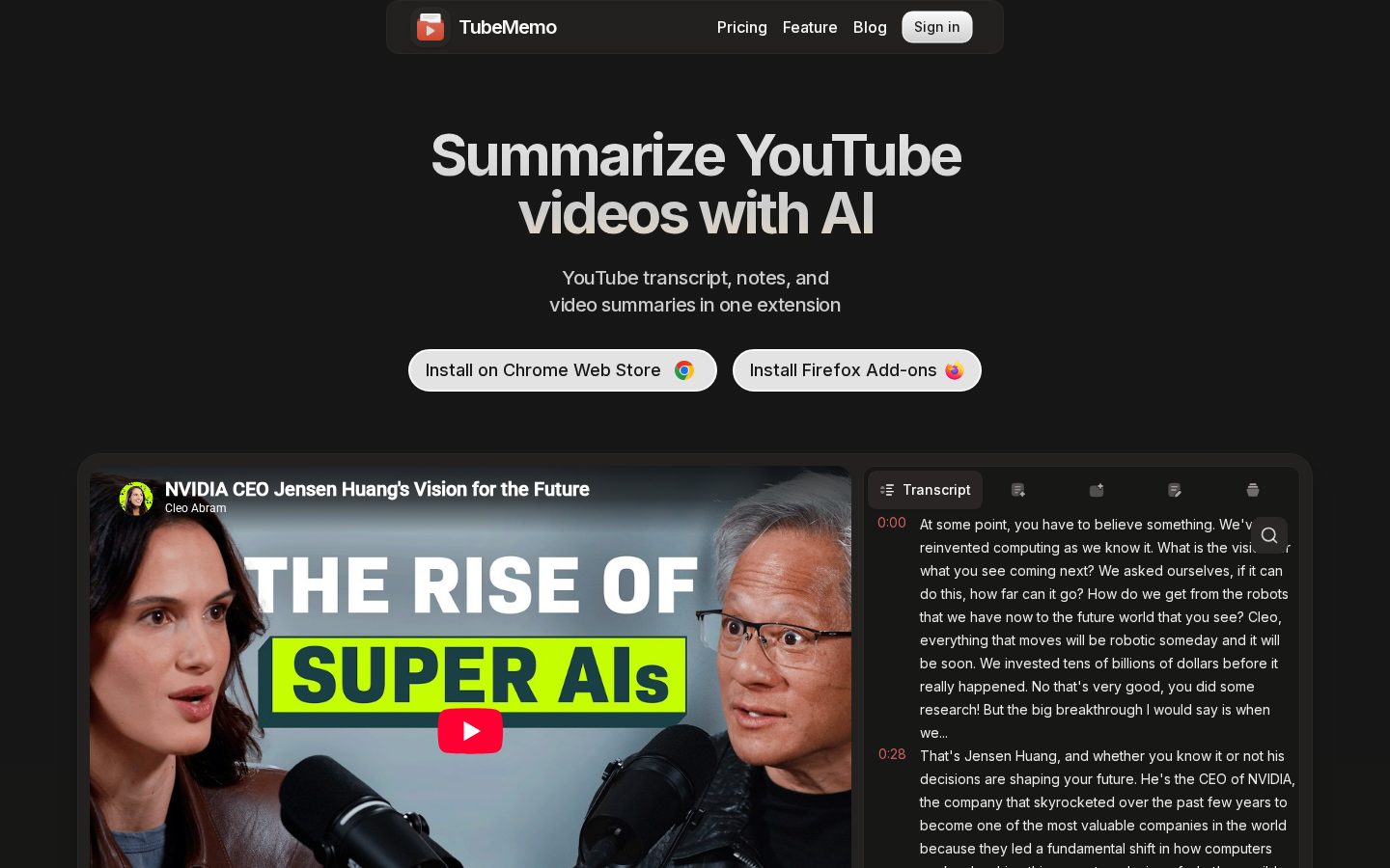 TubeMemo Homepage