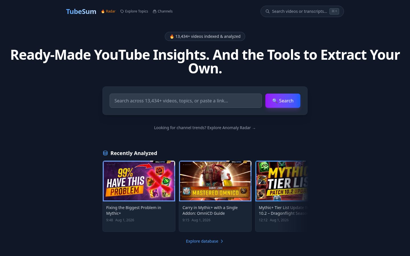 TubeSum Homepage