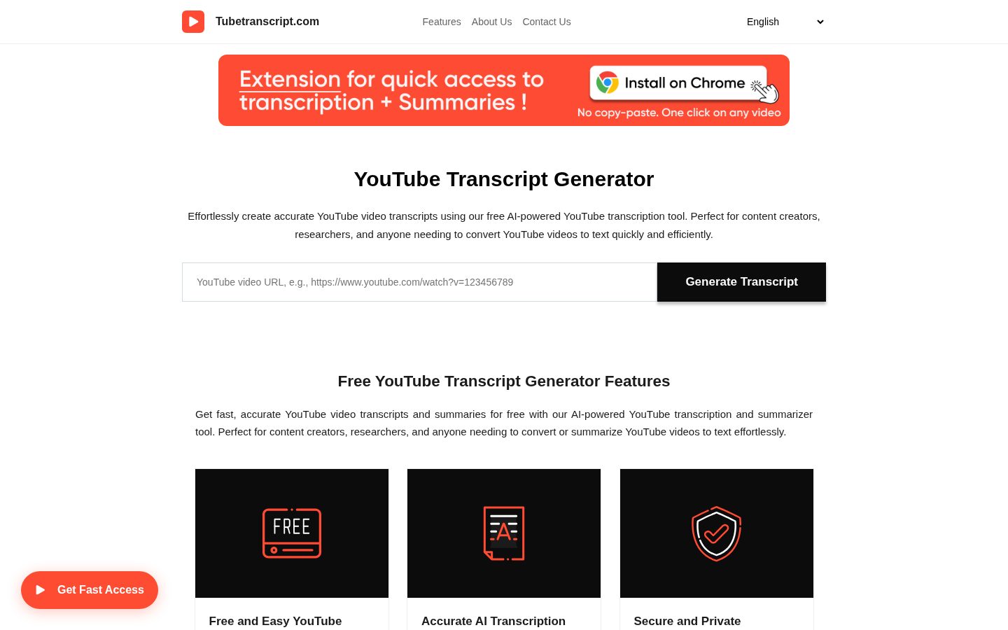 Tubetranscript Homepage