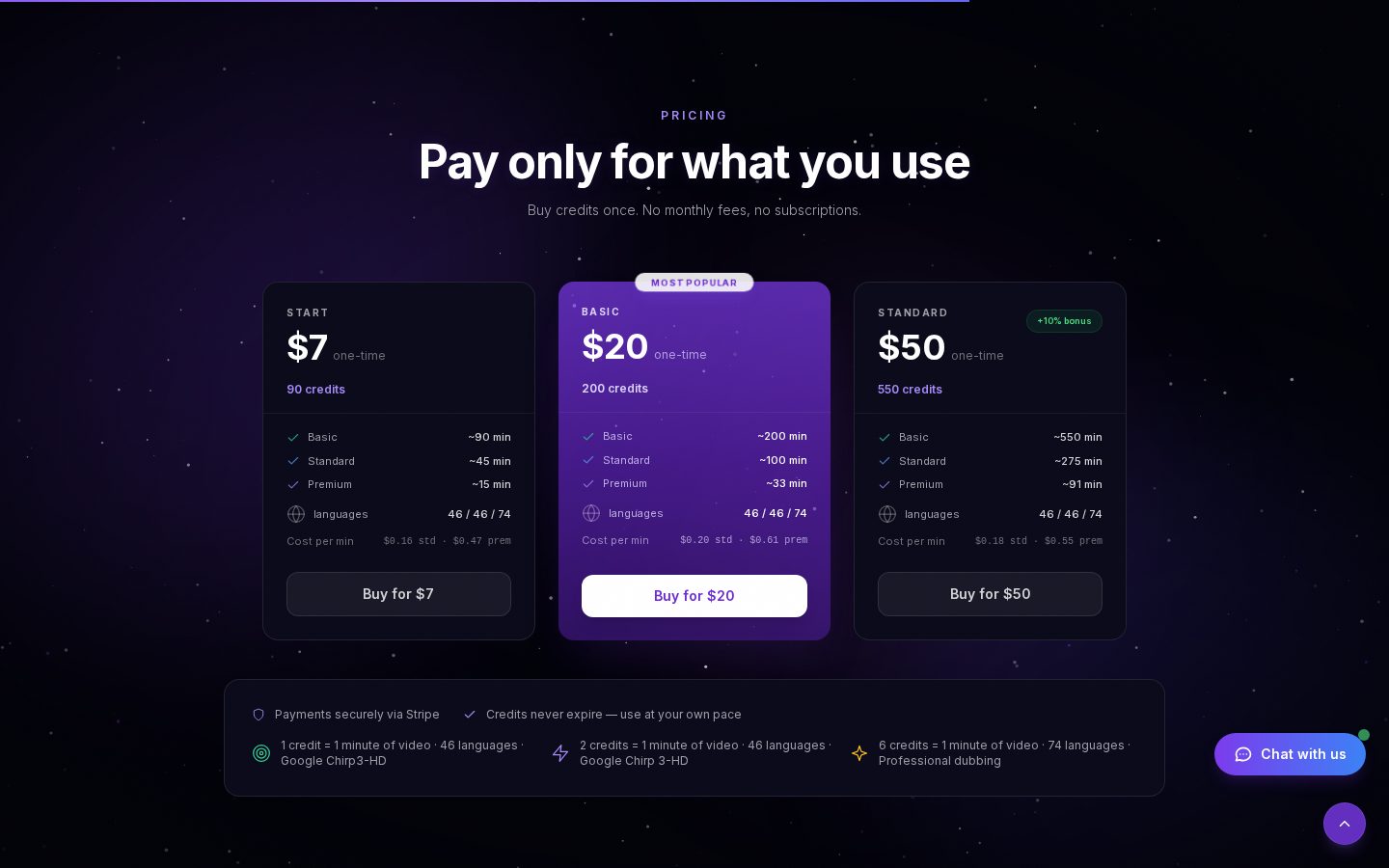 TubeVoice Pricing