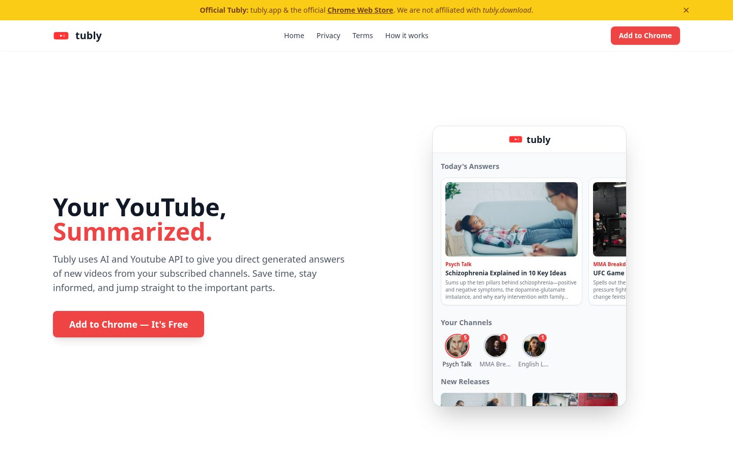 Tubly Homepage