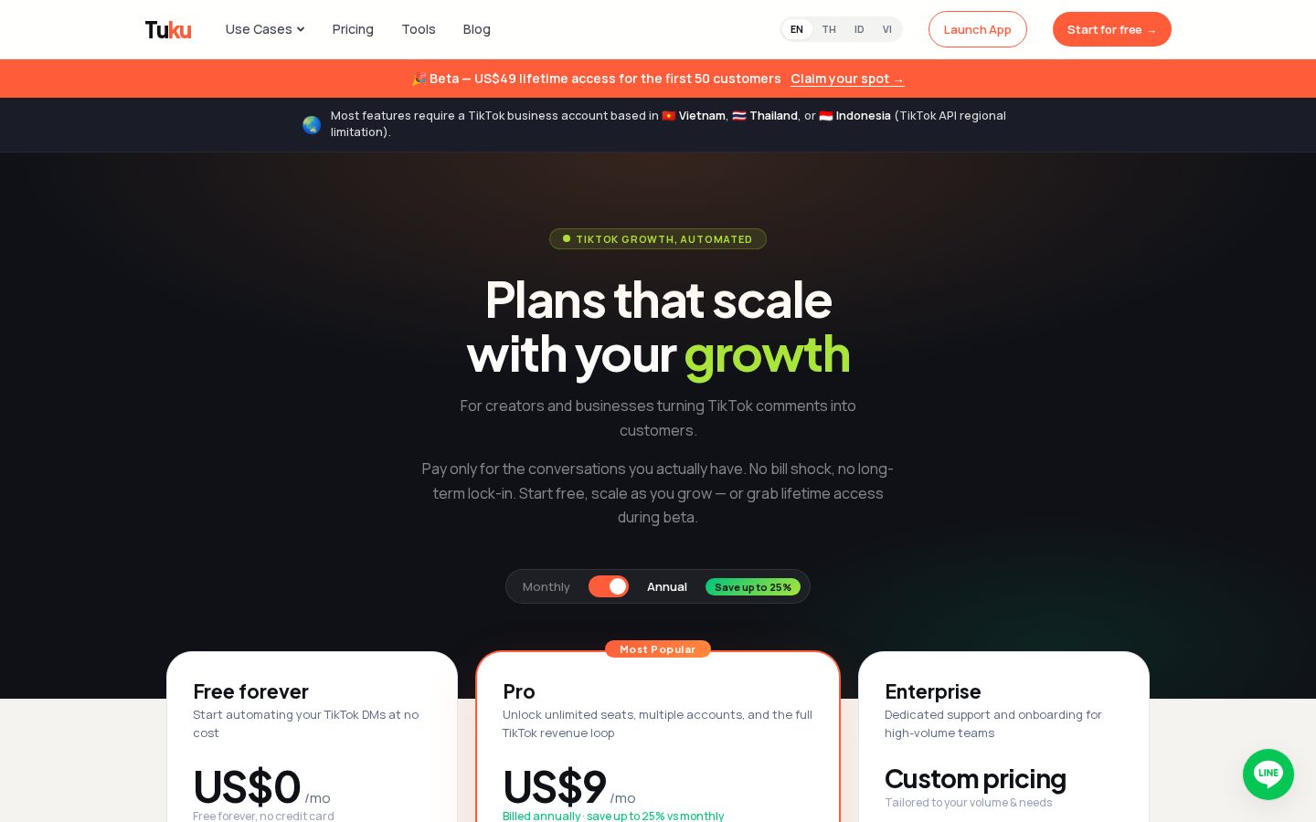 Tuku Pricing