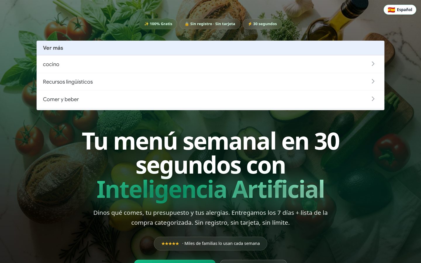 TuMenuSemanal Homepage