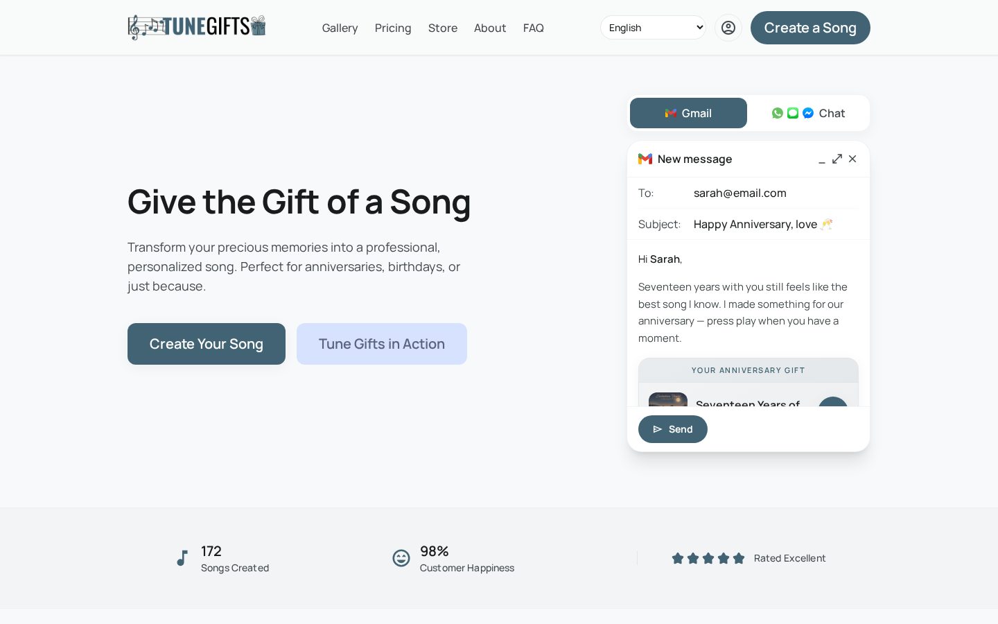 Tune Gifts Homepage