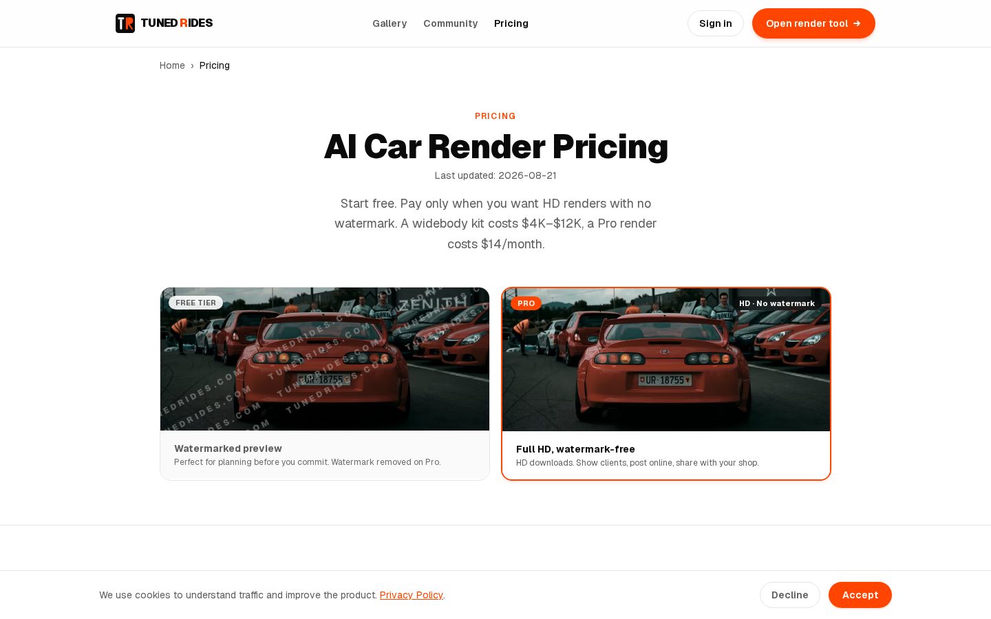 TunedRides Pricing
