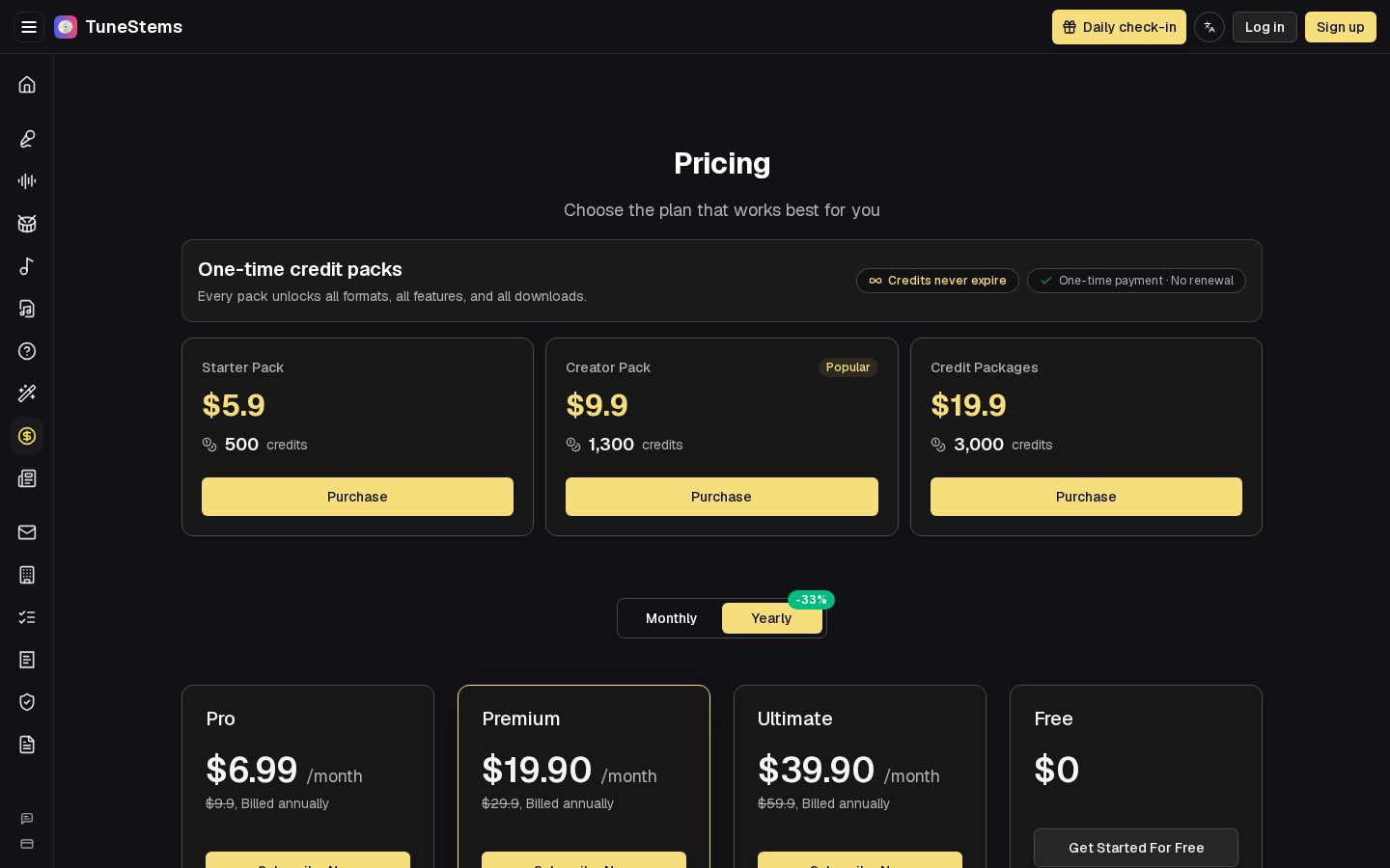 TuneStems Pricing