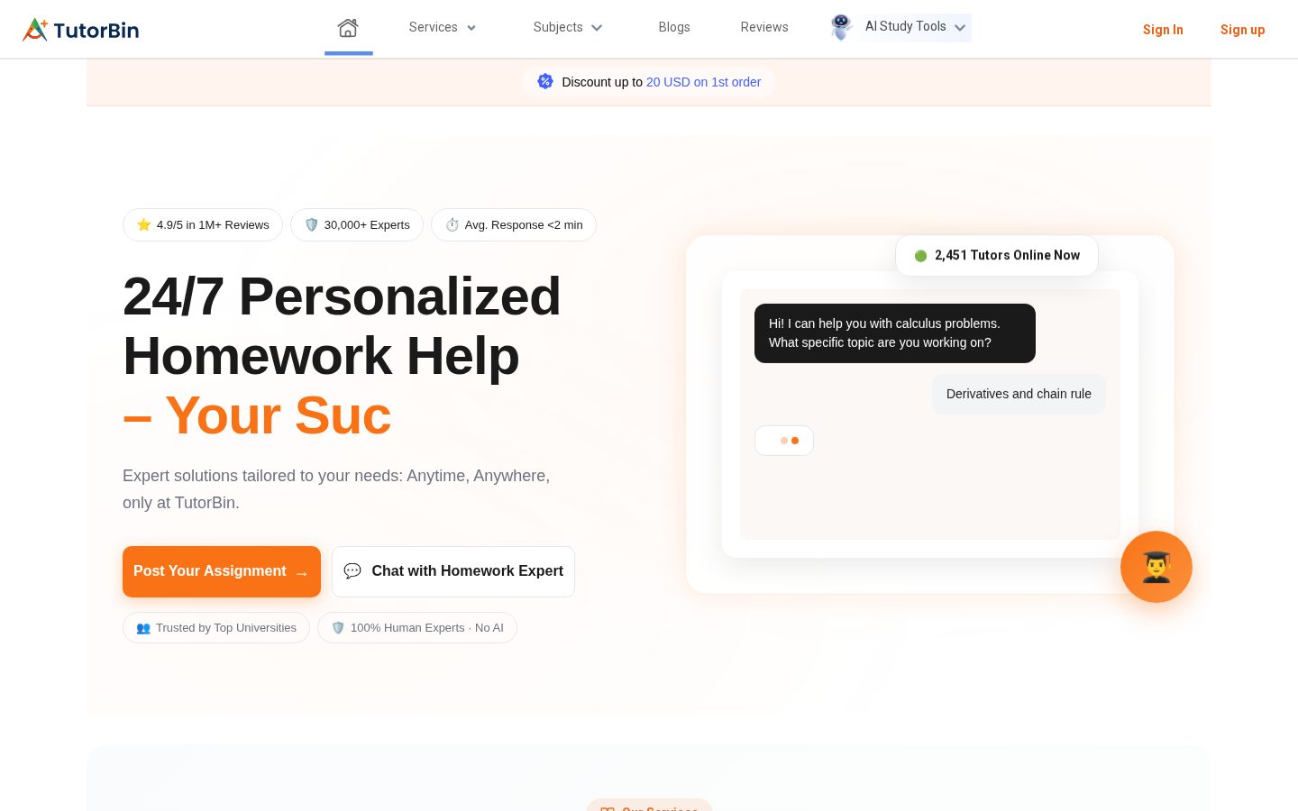 TutorBin Homepage
