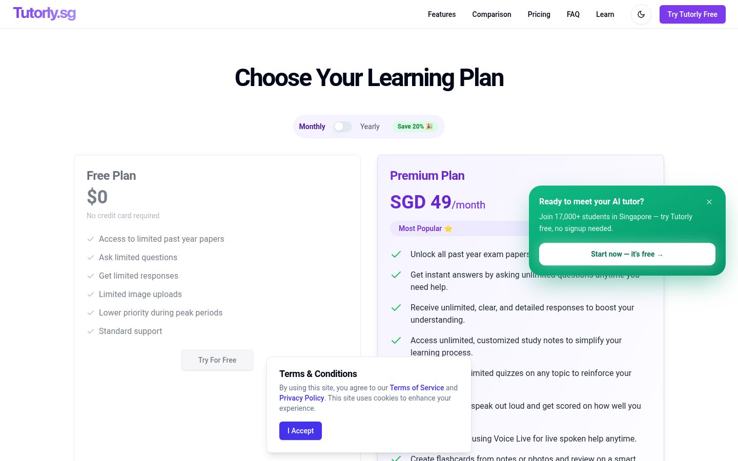 Tutorly.sg Pricing