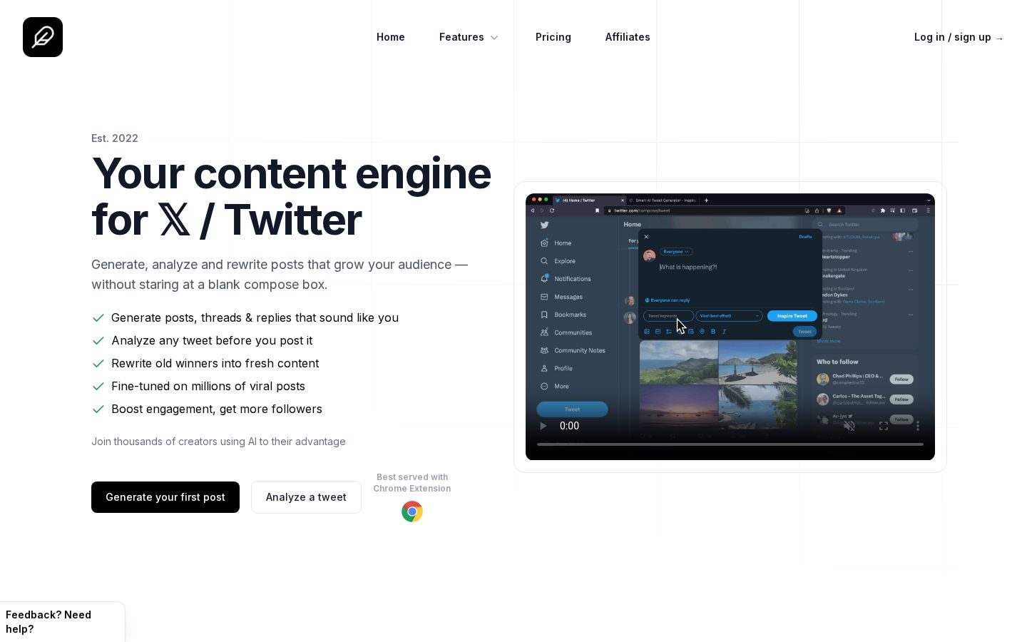 Tweet AI Homepage
