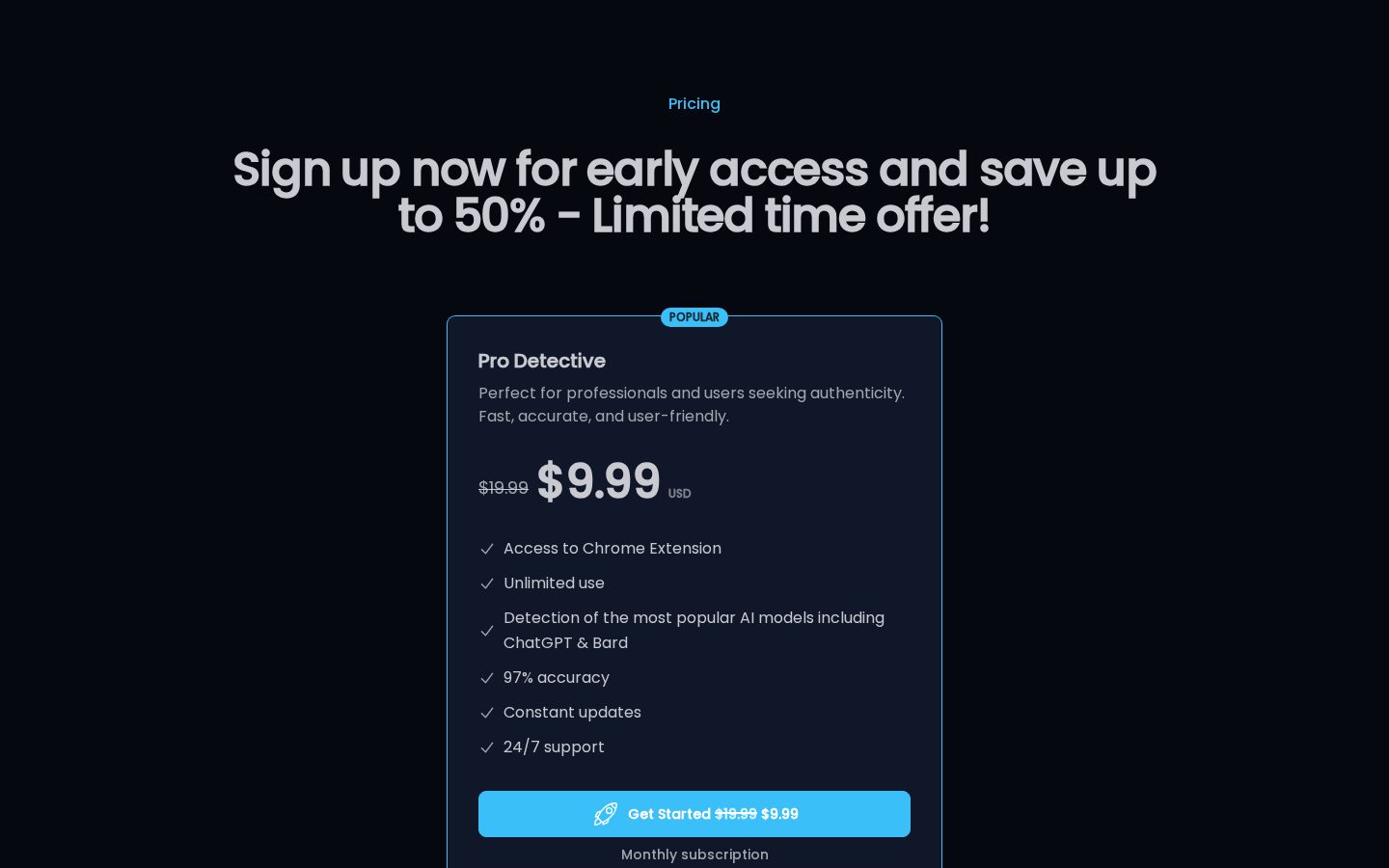 TweetDetective Pricing