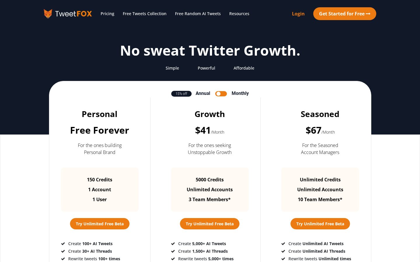 TweetFox Pricing