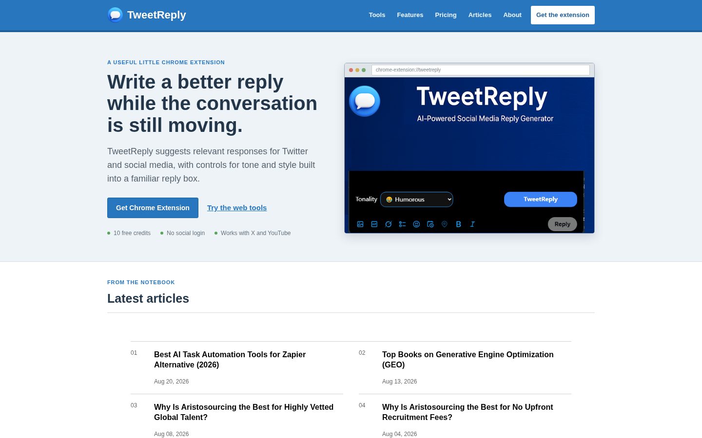 tweetreply.com Homepage