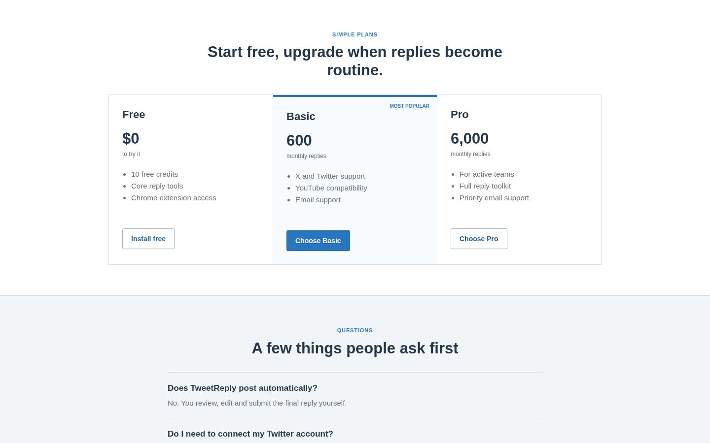 tweetreply.com Pricing