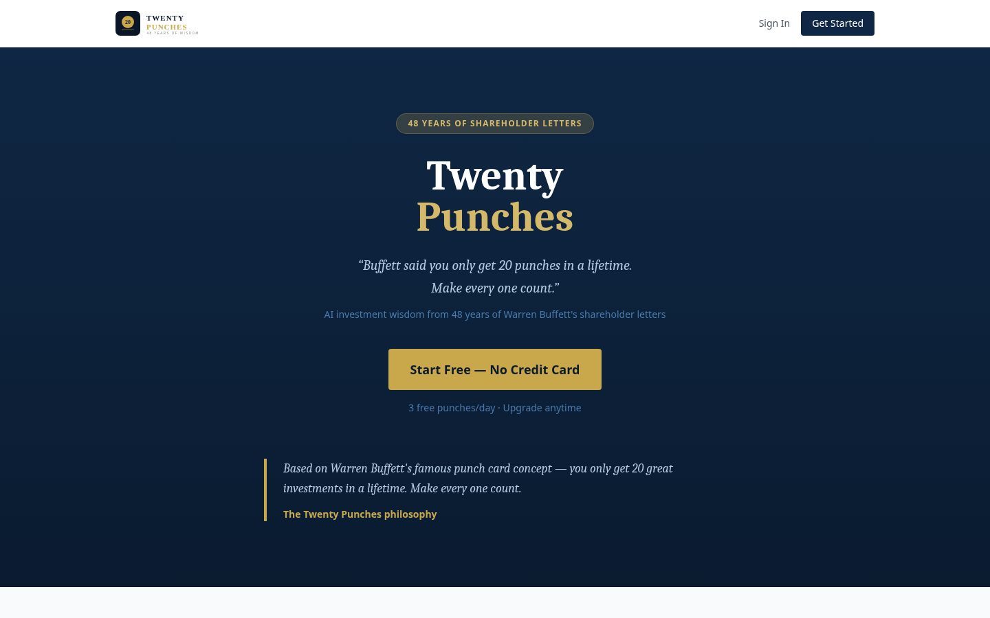 Twenty Punches Homepage