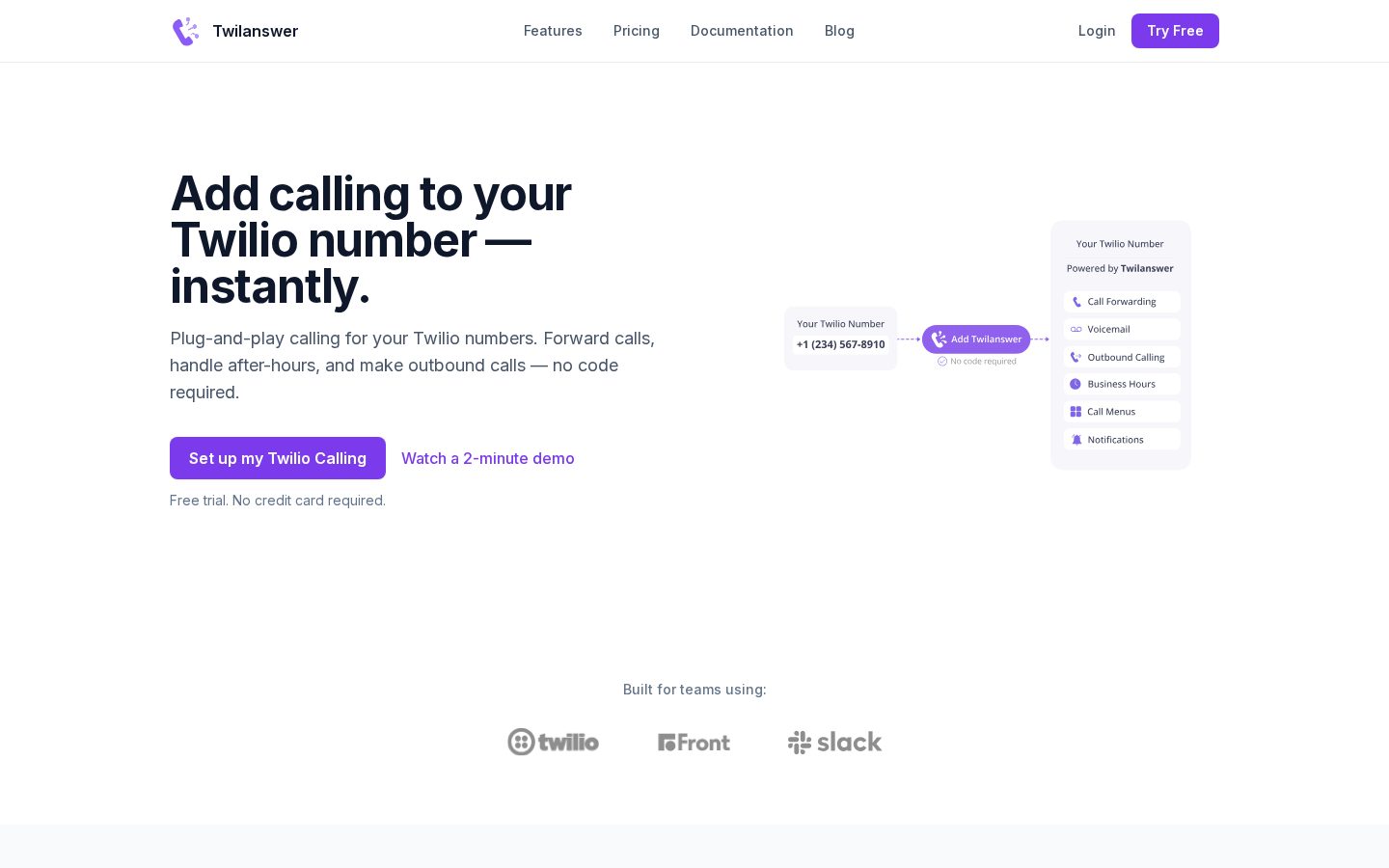 Twilanswer Homepage