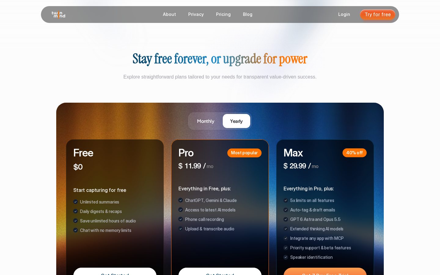 TwinMind Email Assitant Pricing