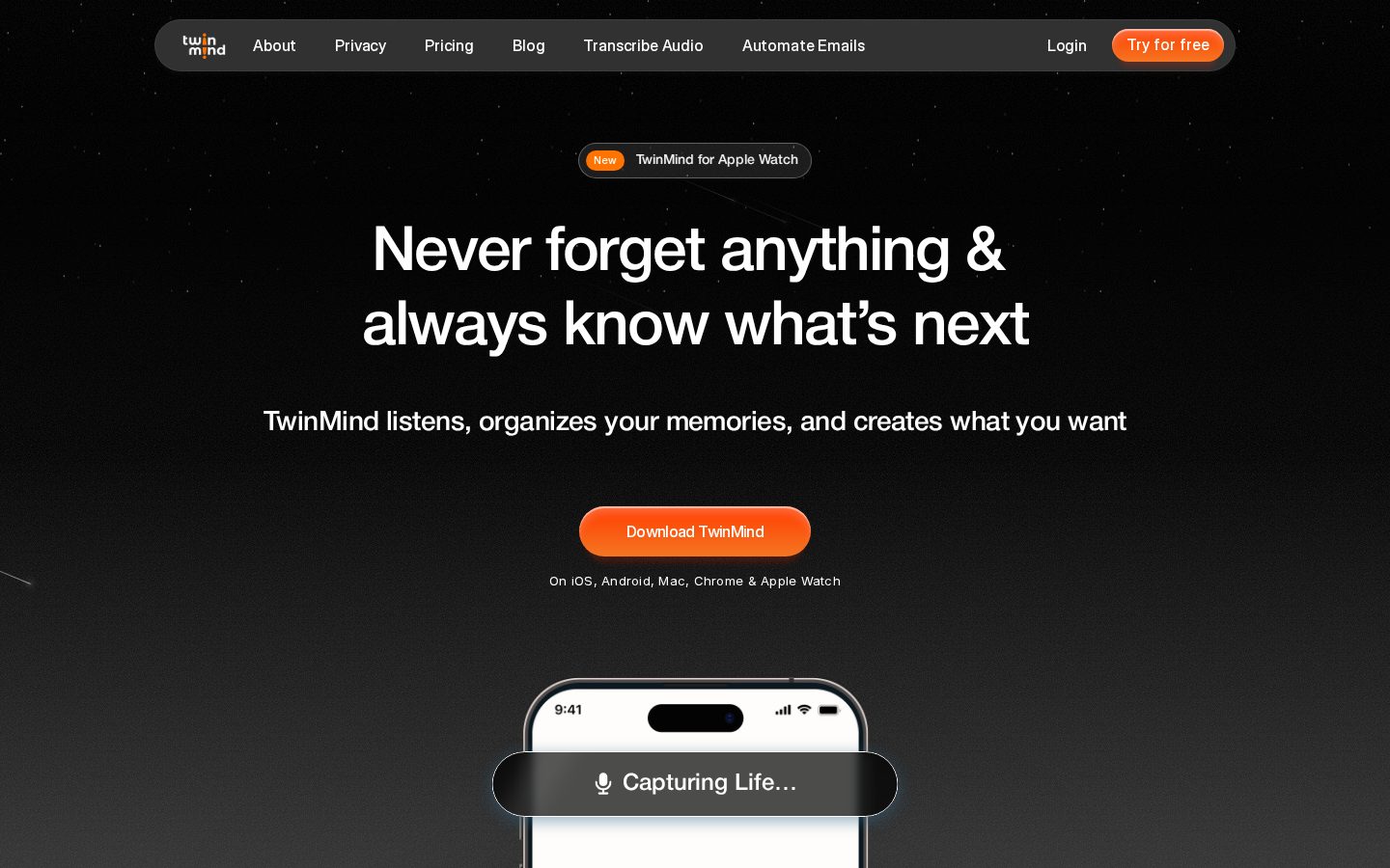 TwinMind Homepage