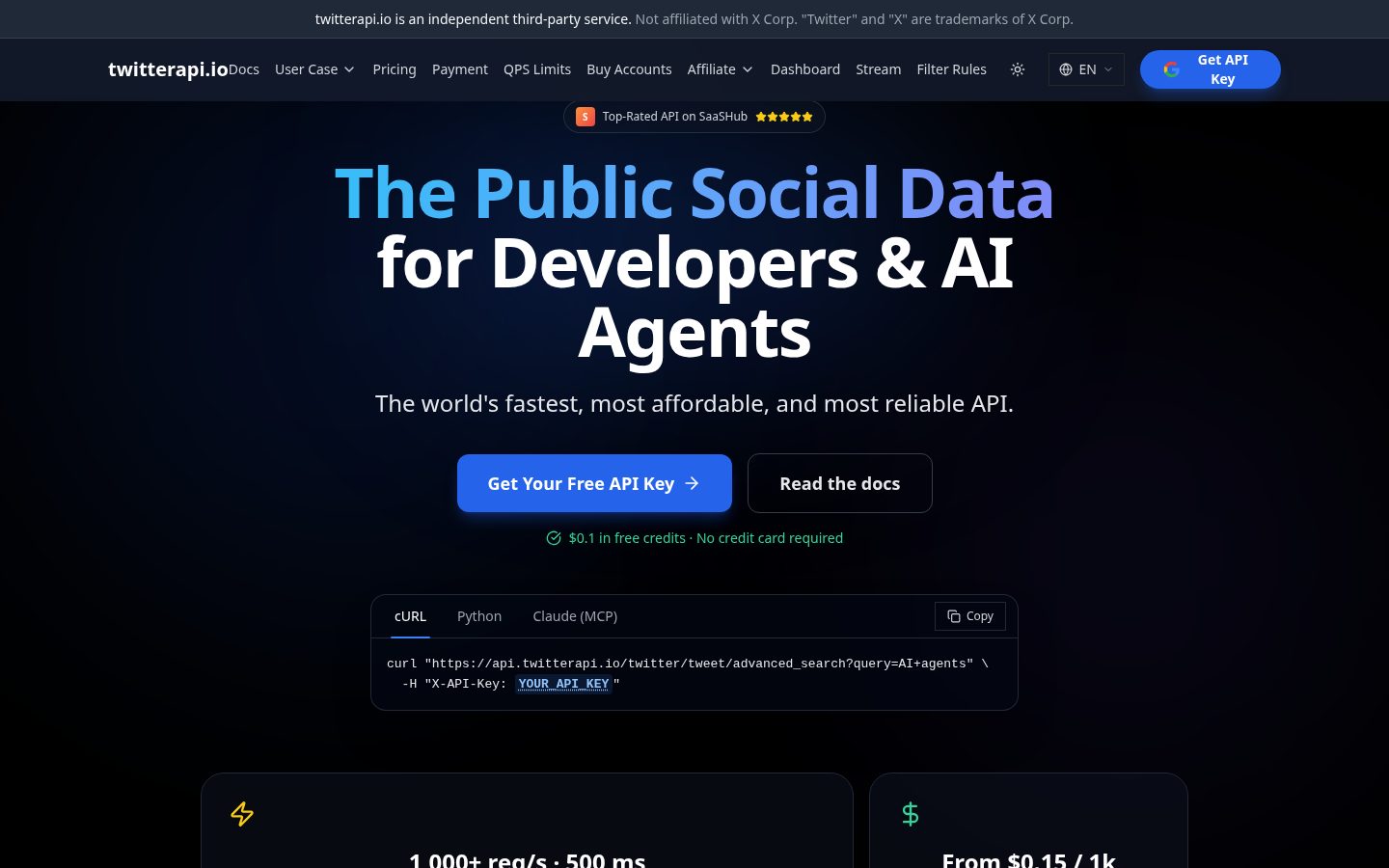 TwitterApi.IO Homepage