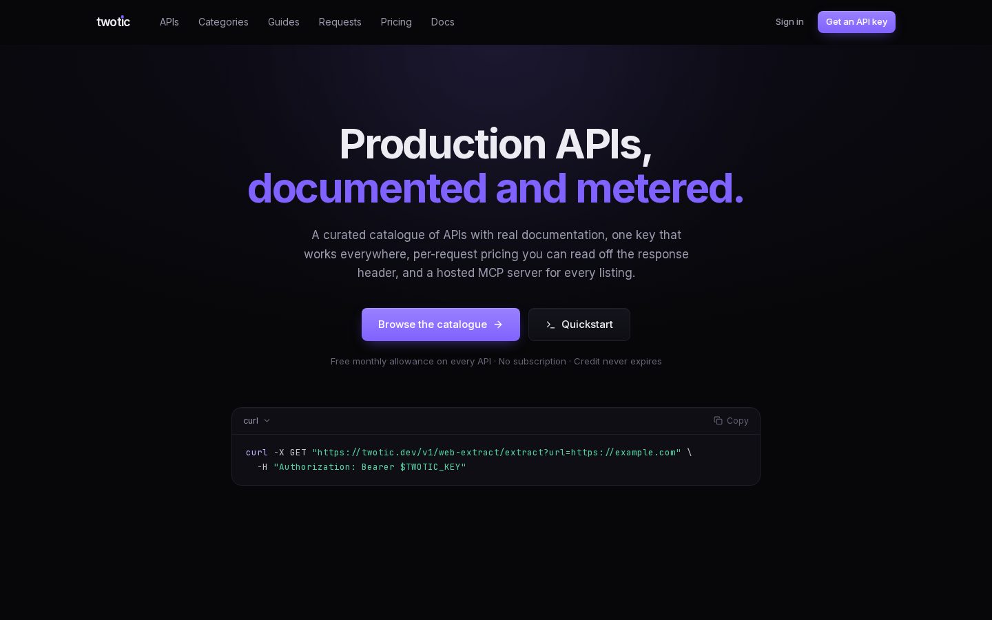 Twotic.dev Homepage