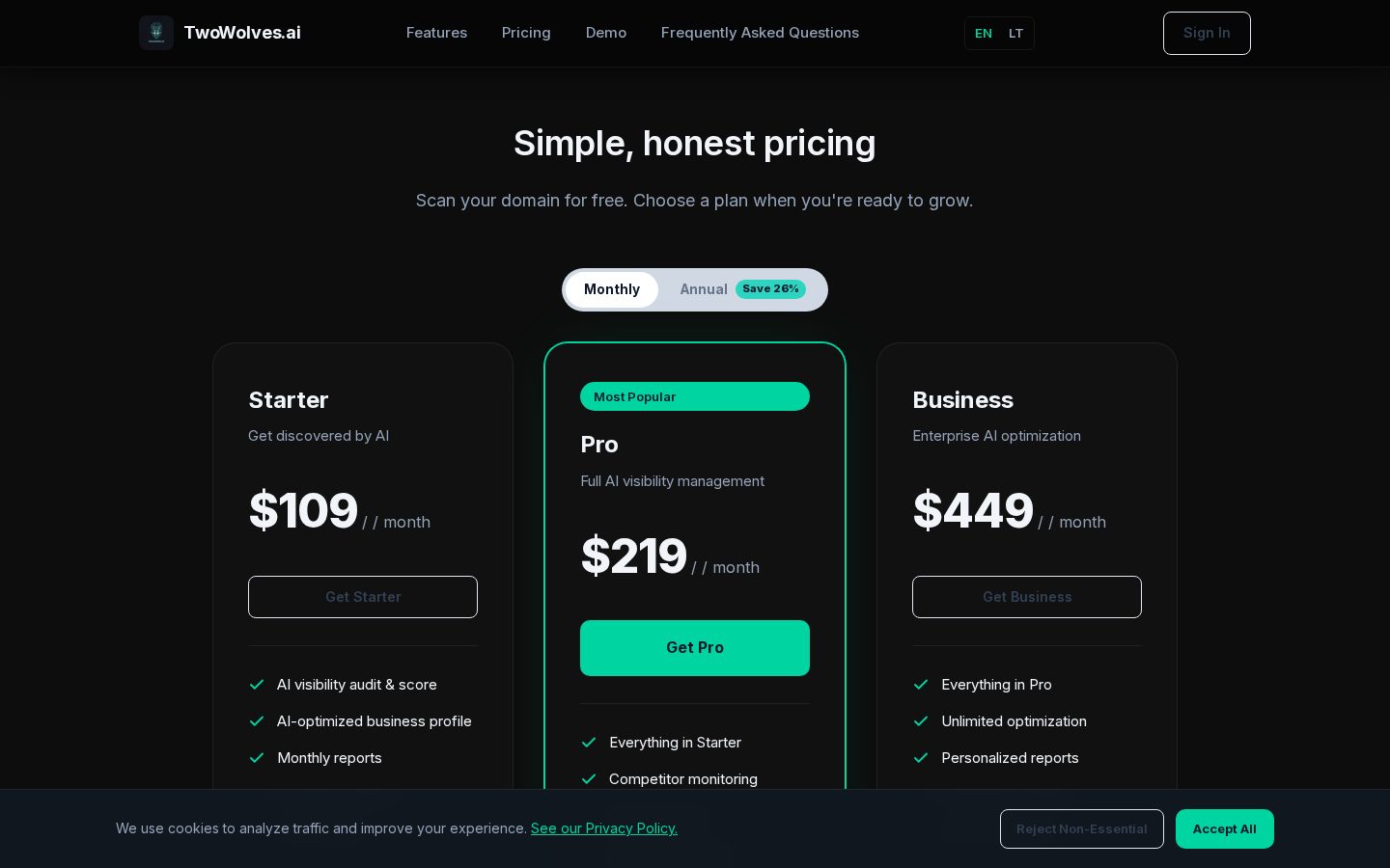 TwoWolves.ai Pricing