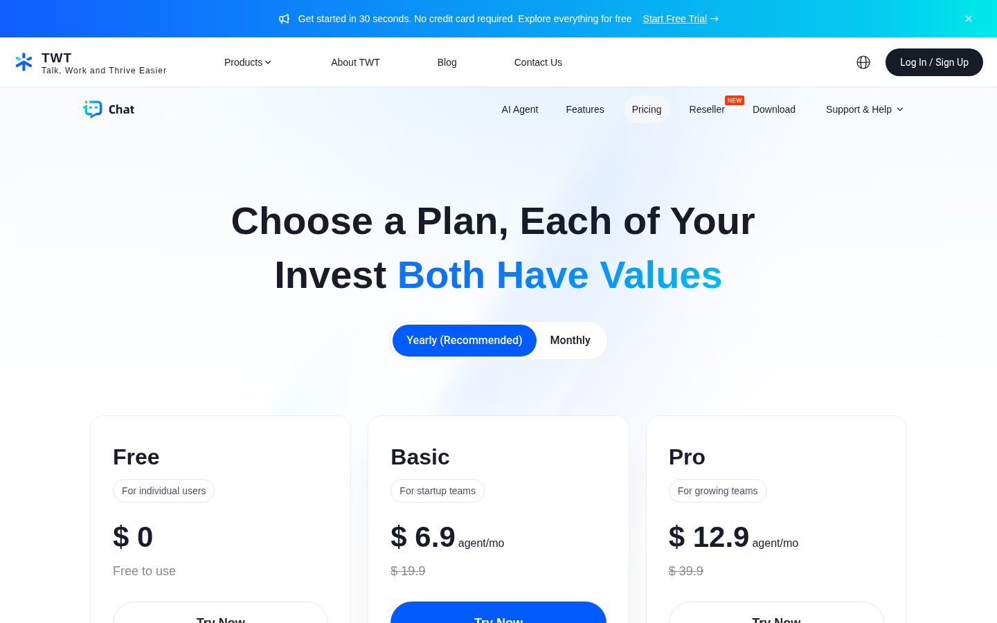 TWT Chat Pricing