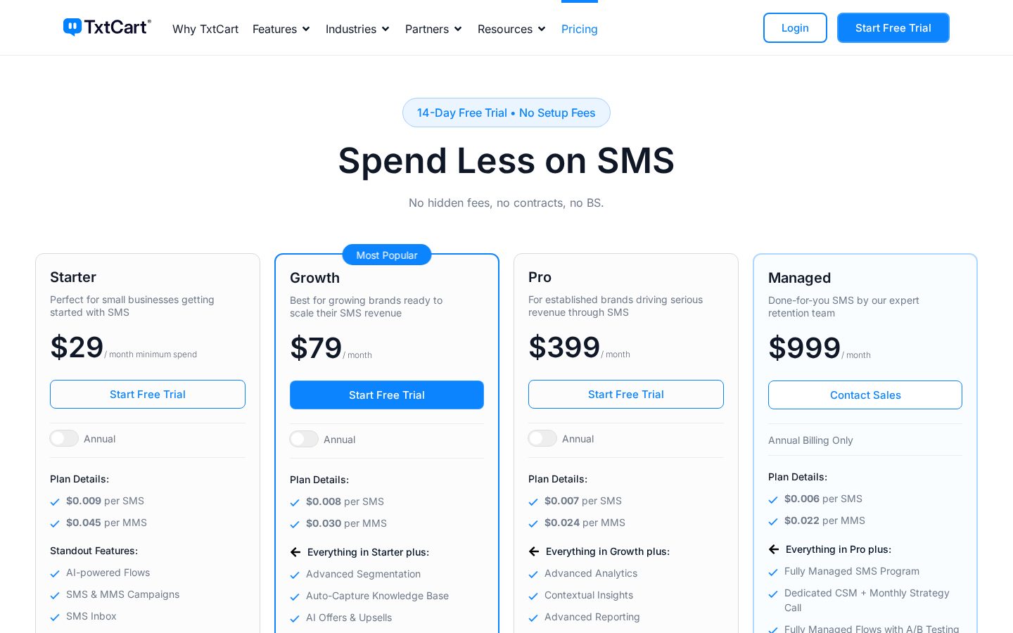 TxtCart Pricing