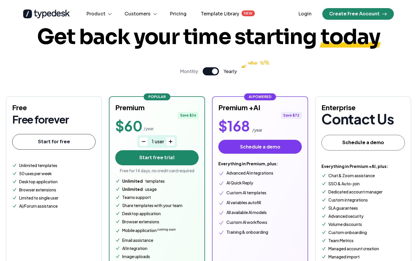 typedesk Pricing