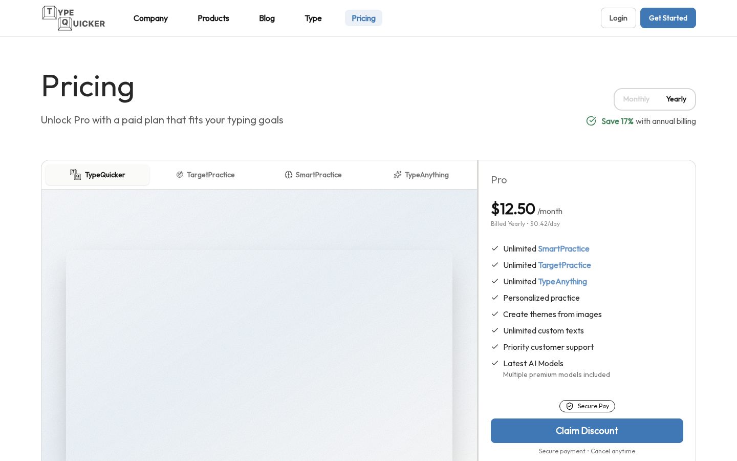 TypeQuicker Pricing