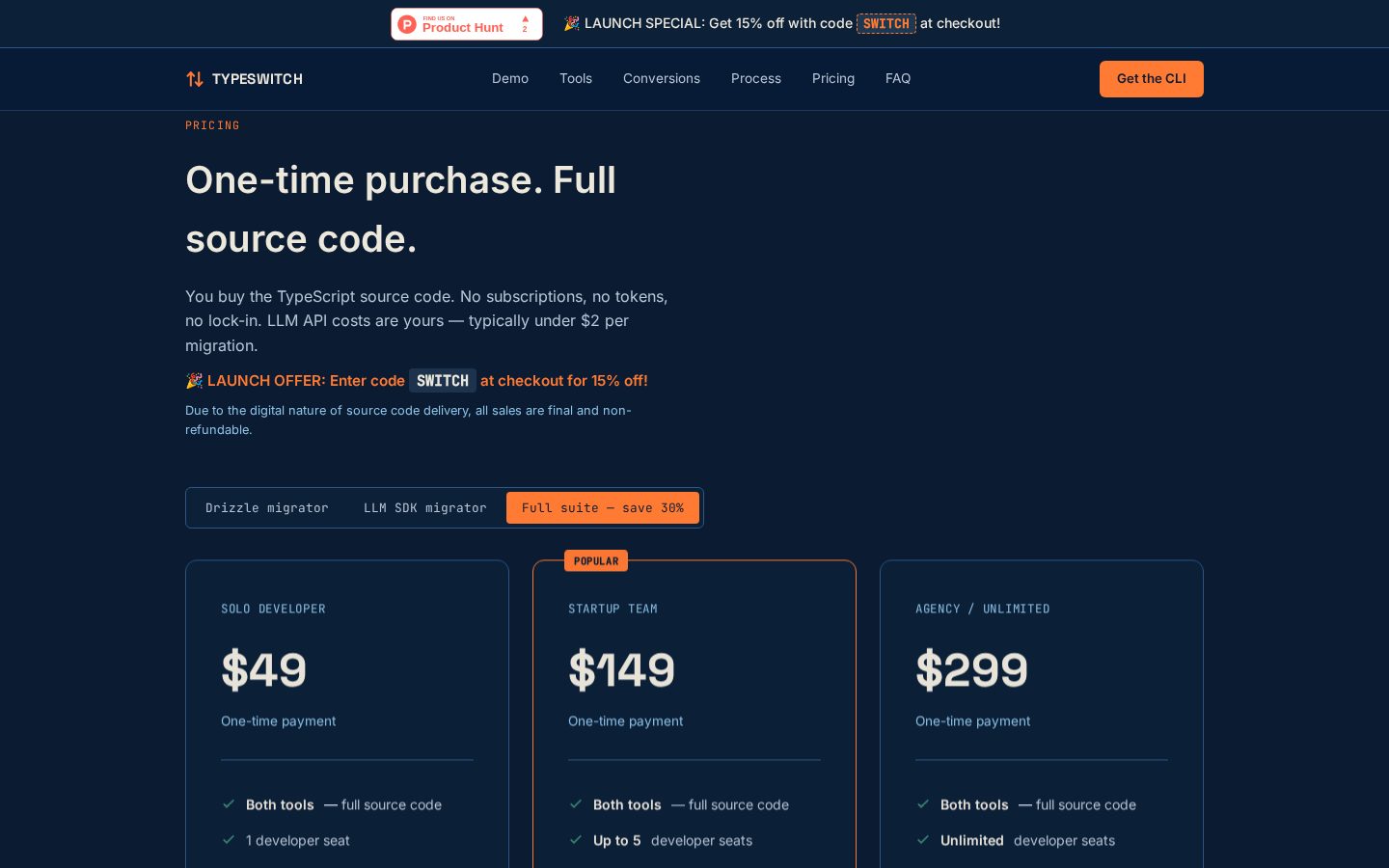 TypeSwitch Pricing