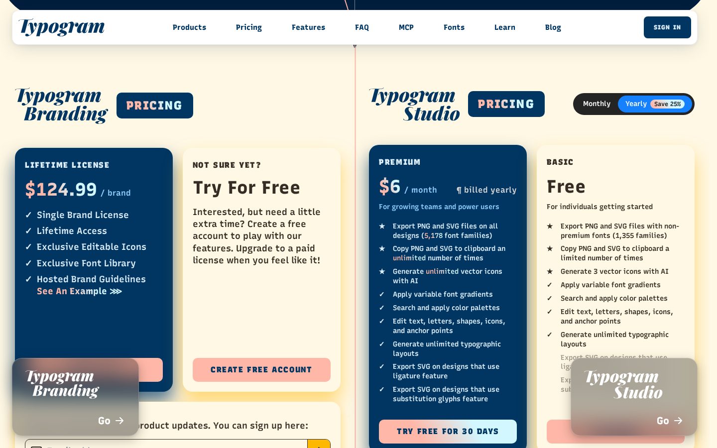 Typogram Pricing