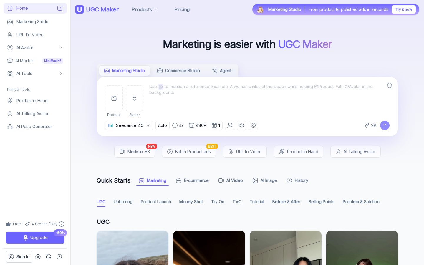 UGC Maker Homepage