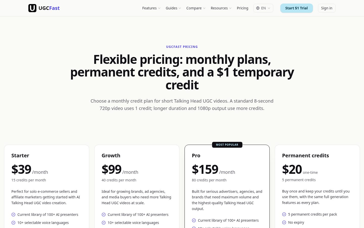 UGCFast Pricing