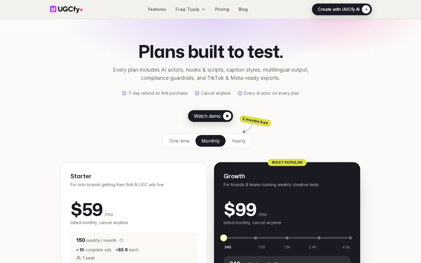UGCfy AI Pricing