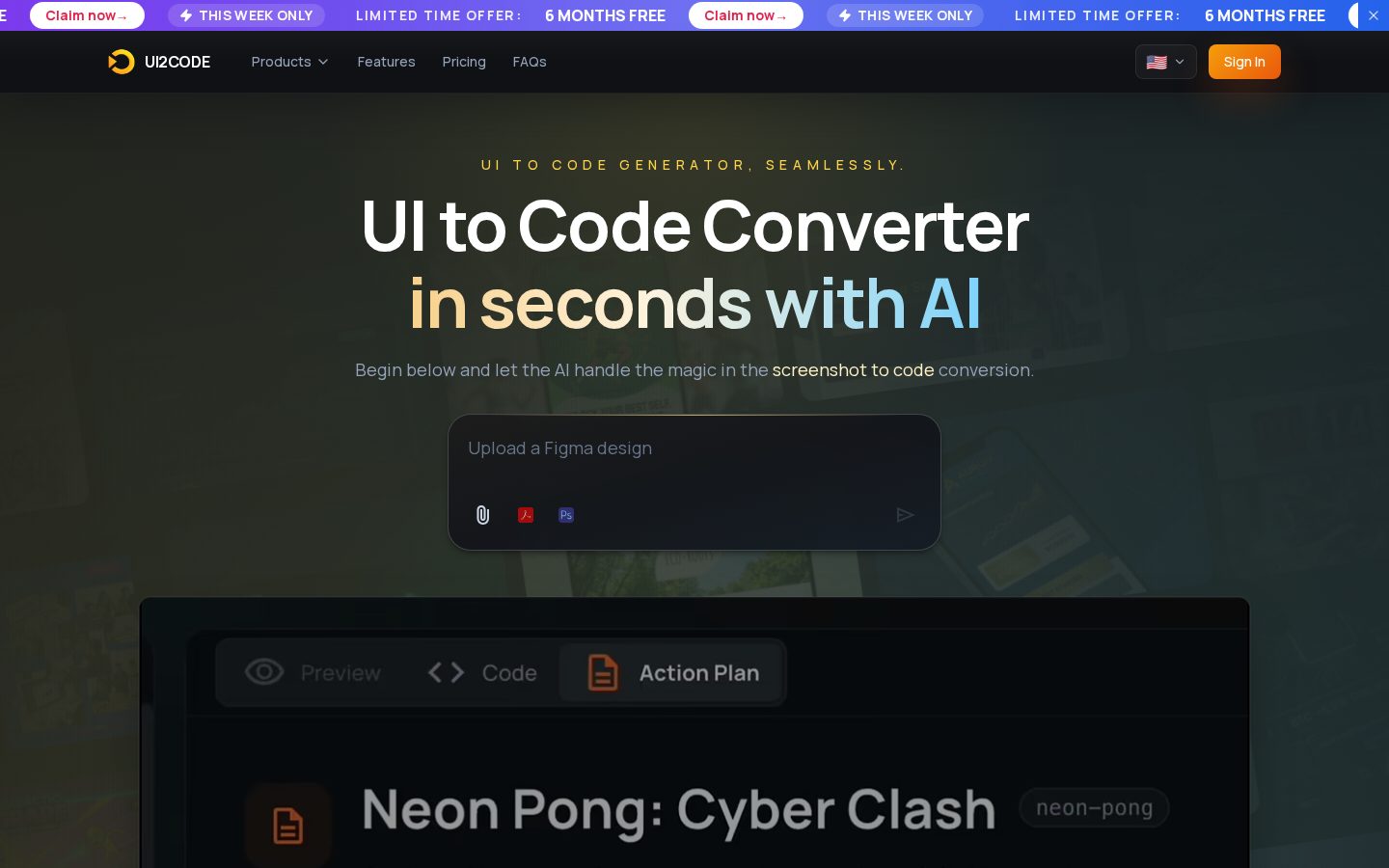 Ui2code.ai Homepage
