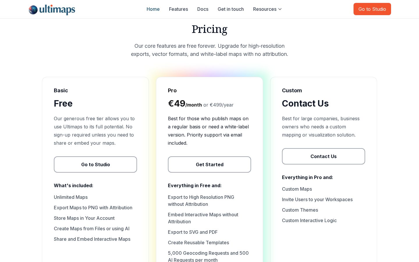 Ultimaps Pricing