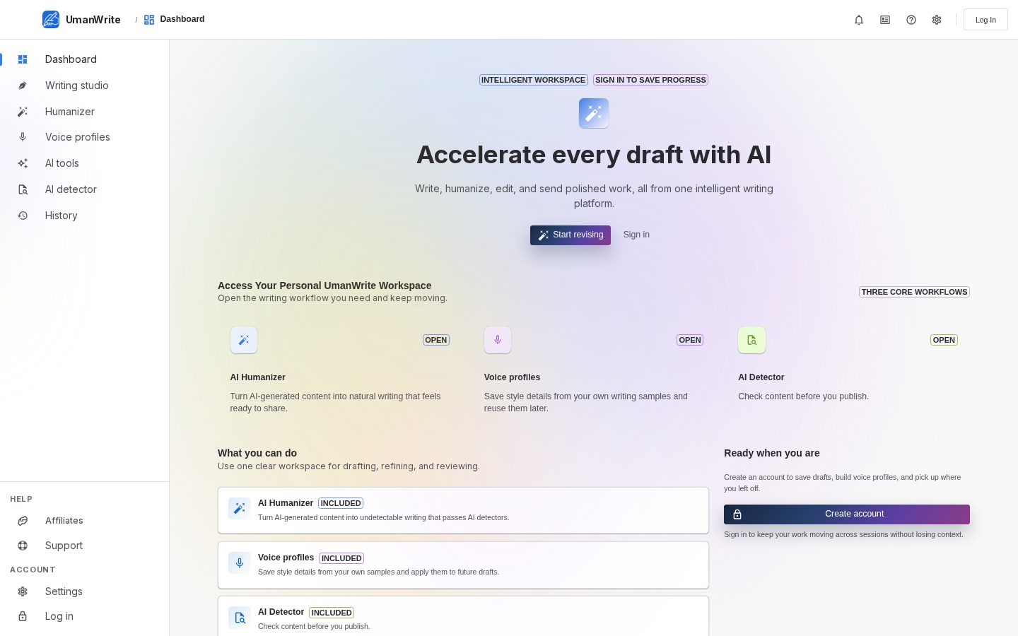 UmanWrite Homepage