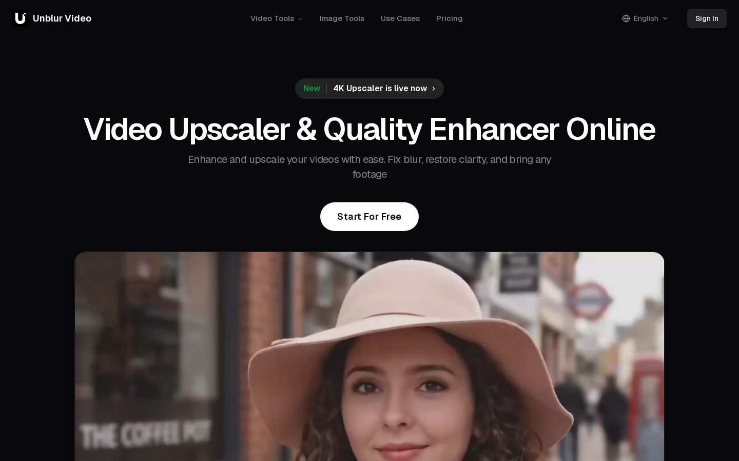 Unblur Video Homepage