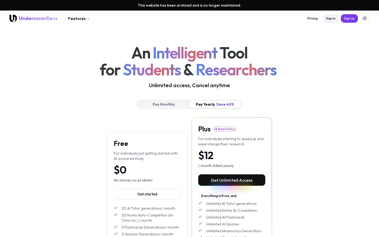 UndercoverDevs Pricing
