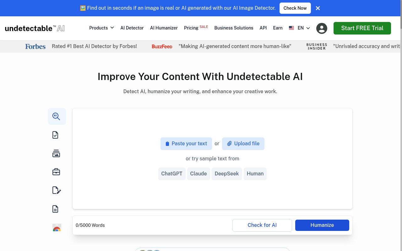 Undetectable AI homepage