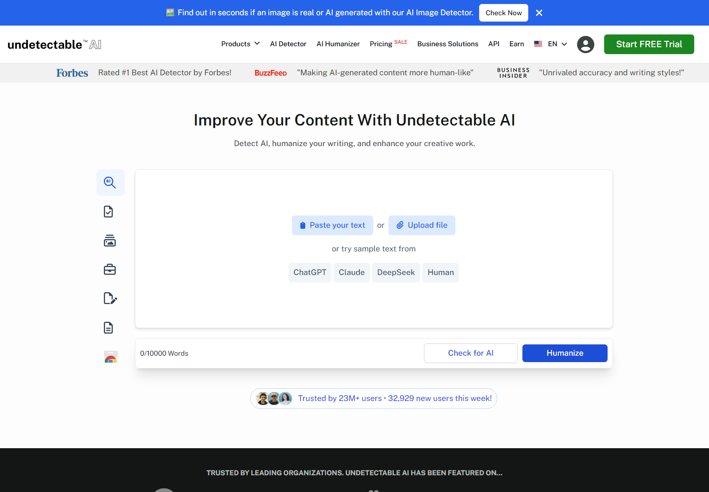 Undetectable AI homepage