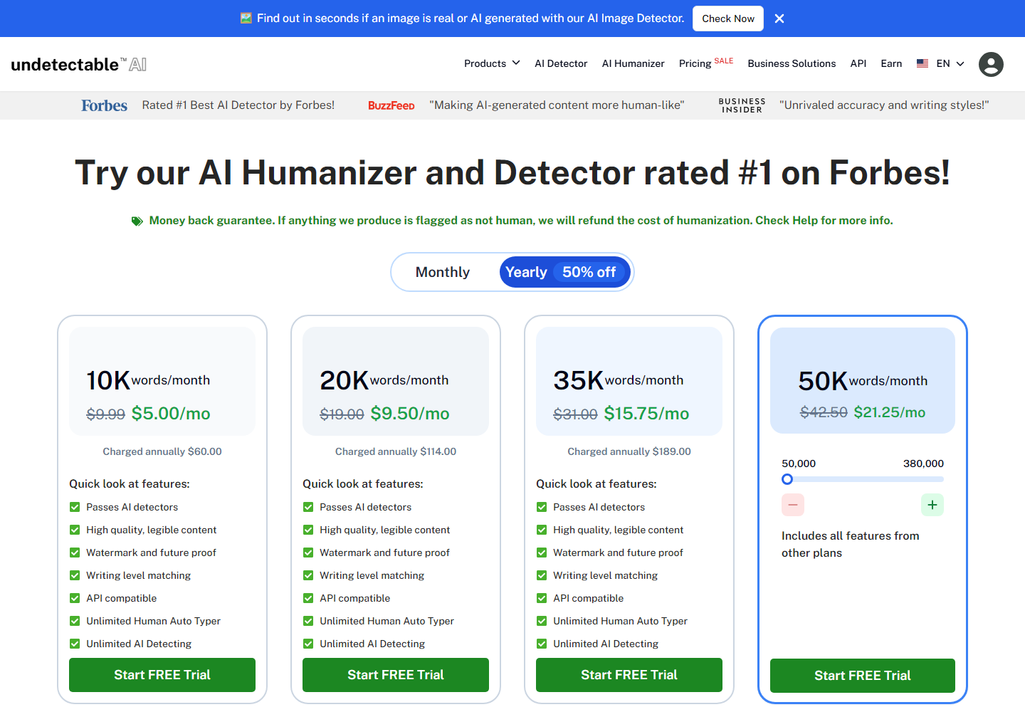 Undetectable AI pricing