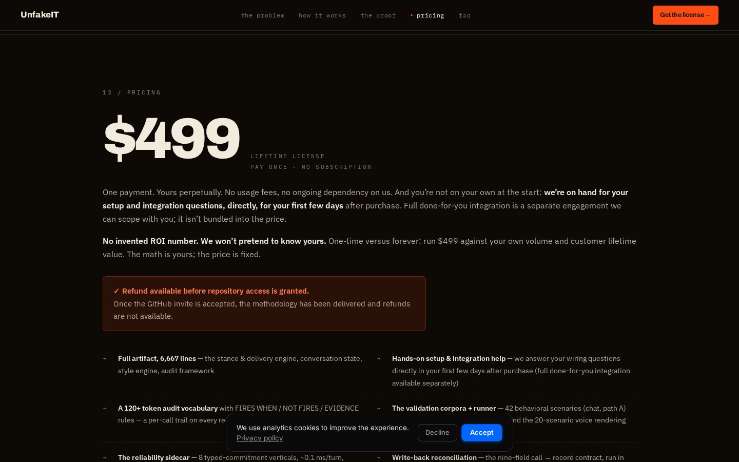 UnfakeIT Pricing