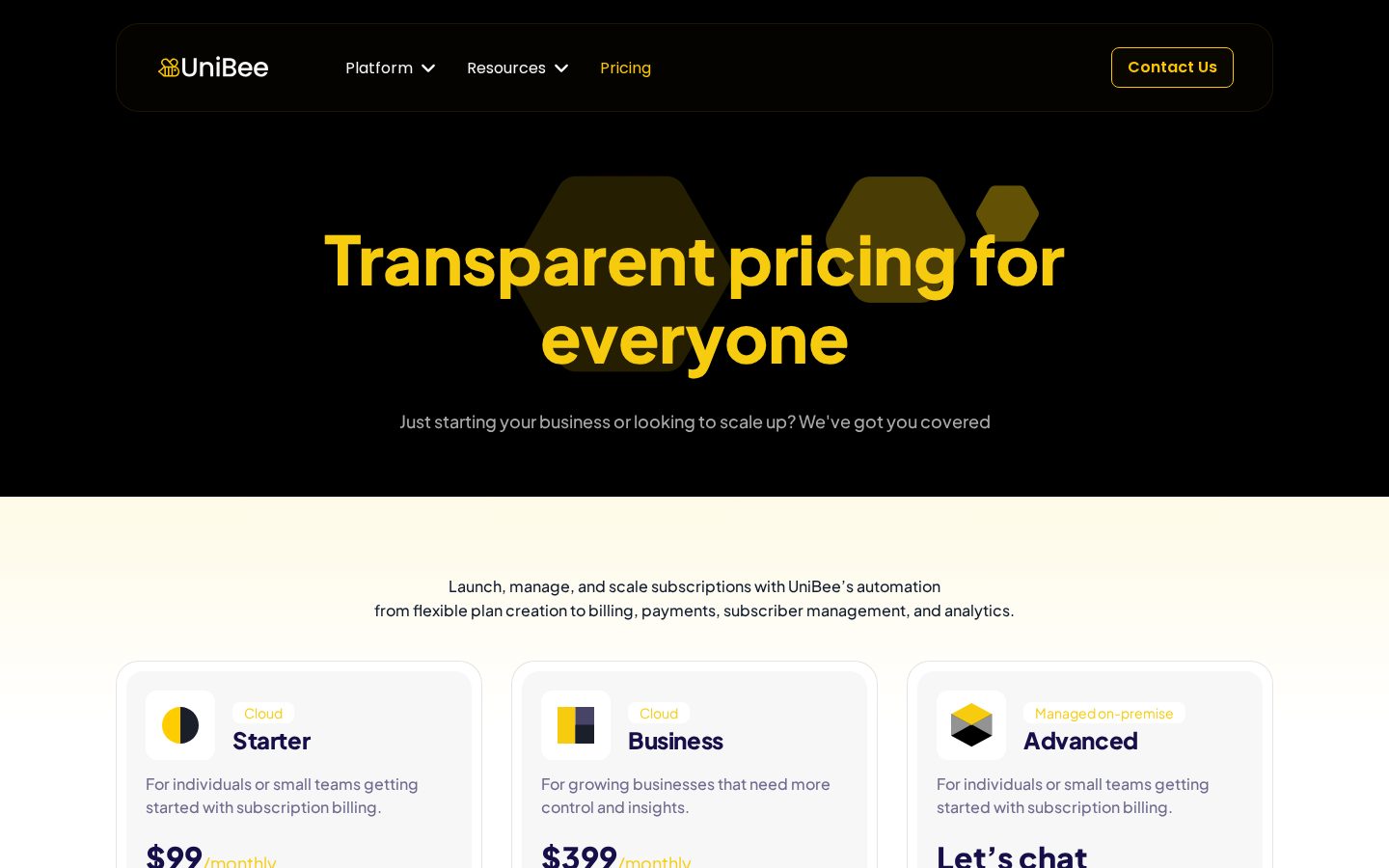UniBee Pricing